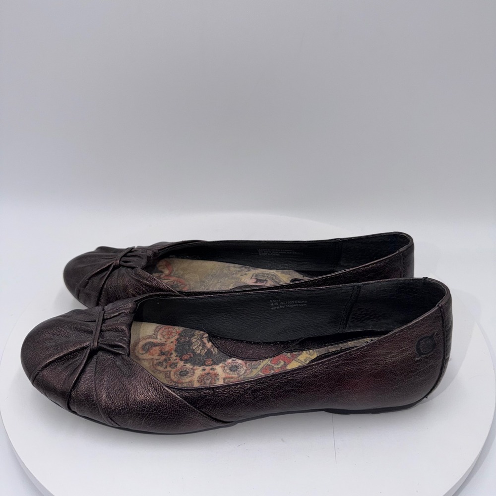 Born Metallic Bronze Leather Ballet Flats Womens 6.5